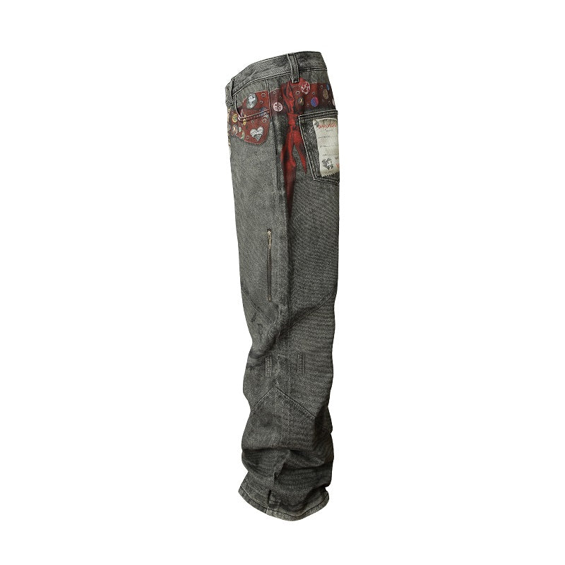 YADcrew | Easter Egg LOGO Detail 3D Printed Jeans - PSYLOS 1, YADcrew | Easter Egg LOGO Detail 3D Printed Jeans, Pants, YADcrew•JAPAN, PSYLOS 1